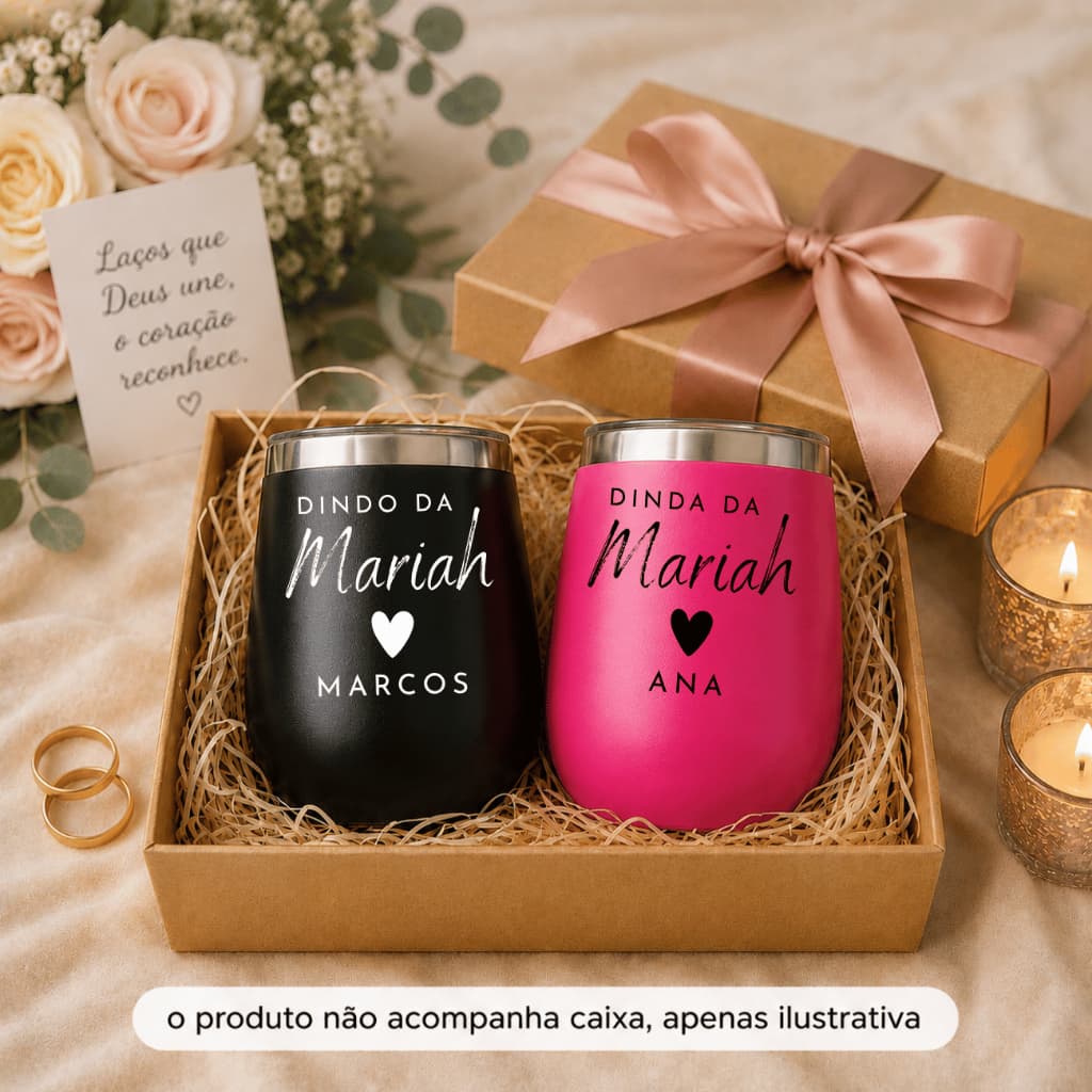 Kit 2 Cuias Presente Dindo e Dinda de Batismo Copos Personalizados
