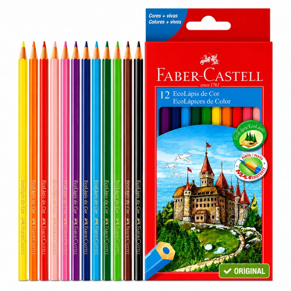 Lápis De Cor Faber Castell 12 Cores Ponta Ecomax Sextavado