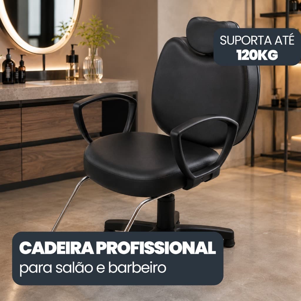 Cadeira  Profissional Poltrona Cabeleireiro Salão Beleza Barbearia Resistente Confortável