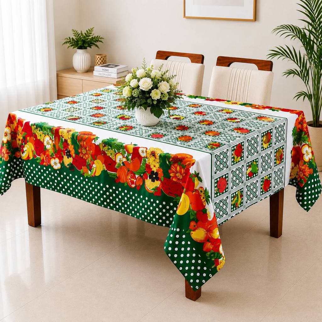 TOALHA DE MESA OXFORD ESTANPADA  6 E 4 CADEIRAS