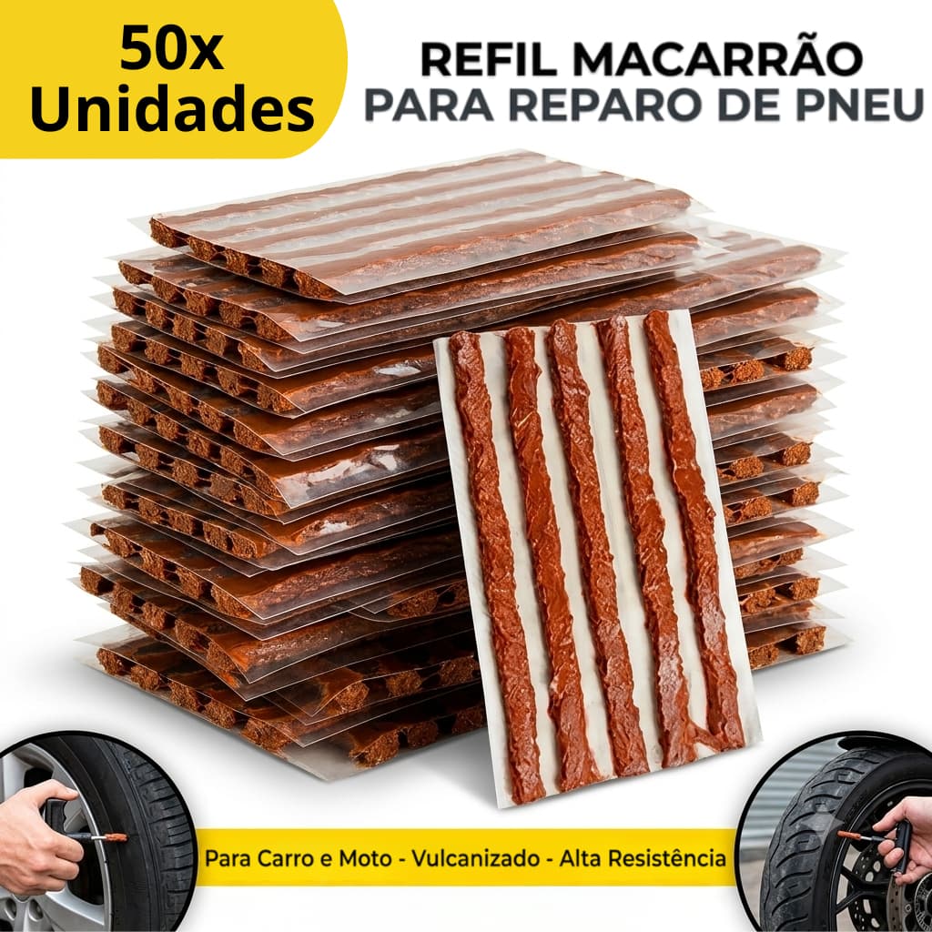 Refil Macarrão Reparo de Pneu sem Câmara Carro Moto Remendo Profissional Borracharia 10 20 40 50 Und