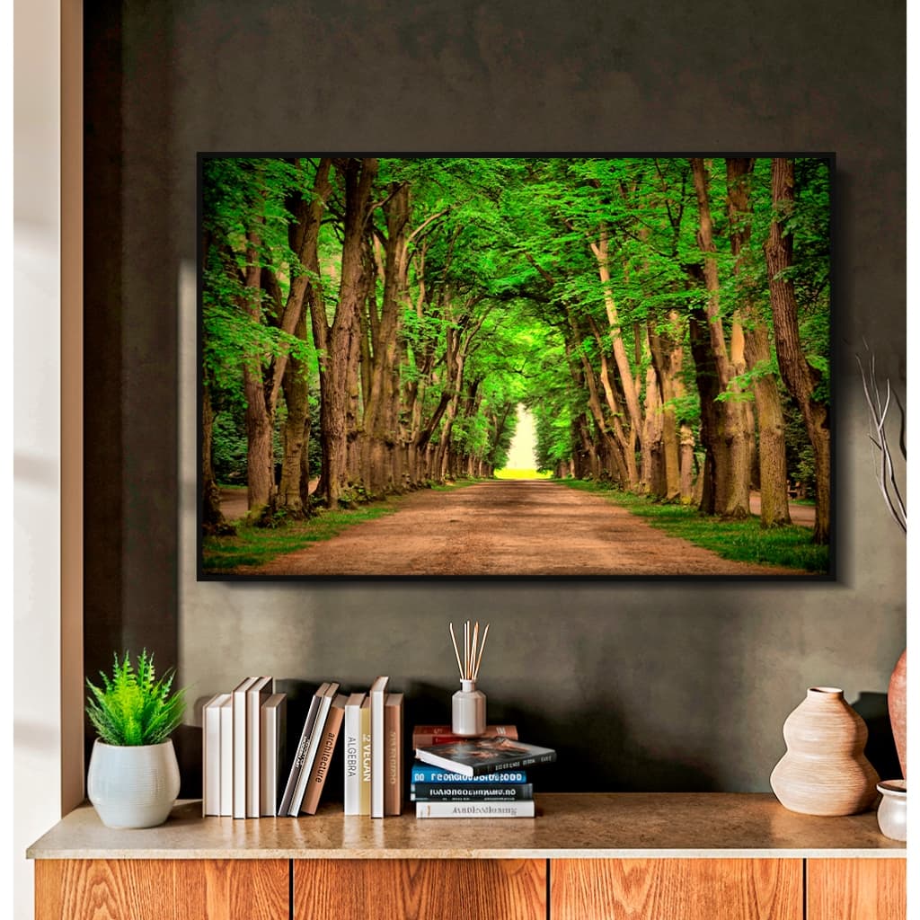 Quadro sem Vidro Paisagem Caminho com Árvores no Bosque Quadro Decorativo