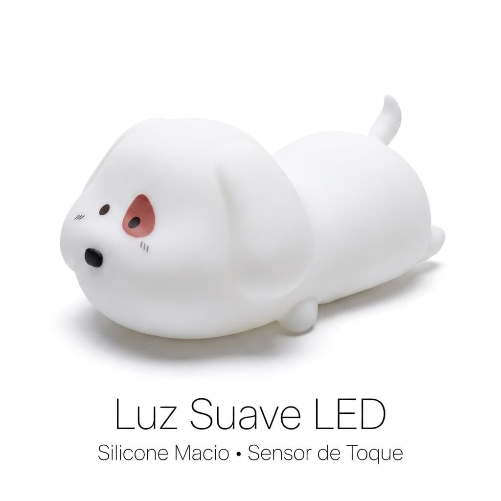 Luminária LED Cachorrinho de Silicone Sensor de Toque Recarregável USB Luz Noturna