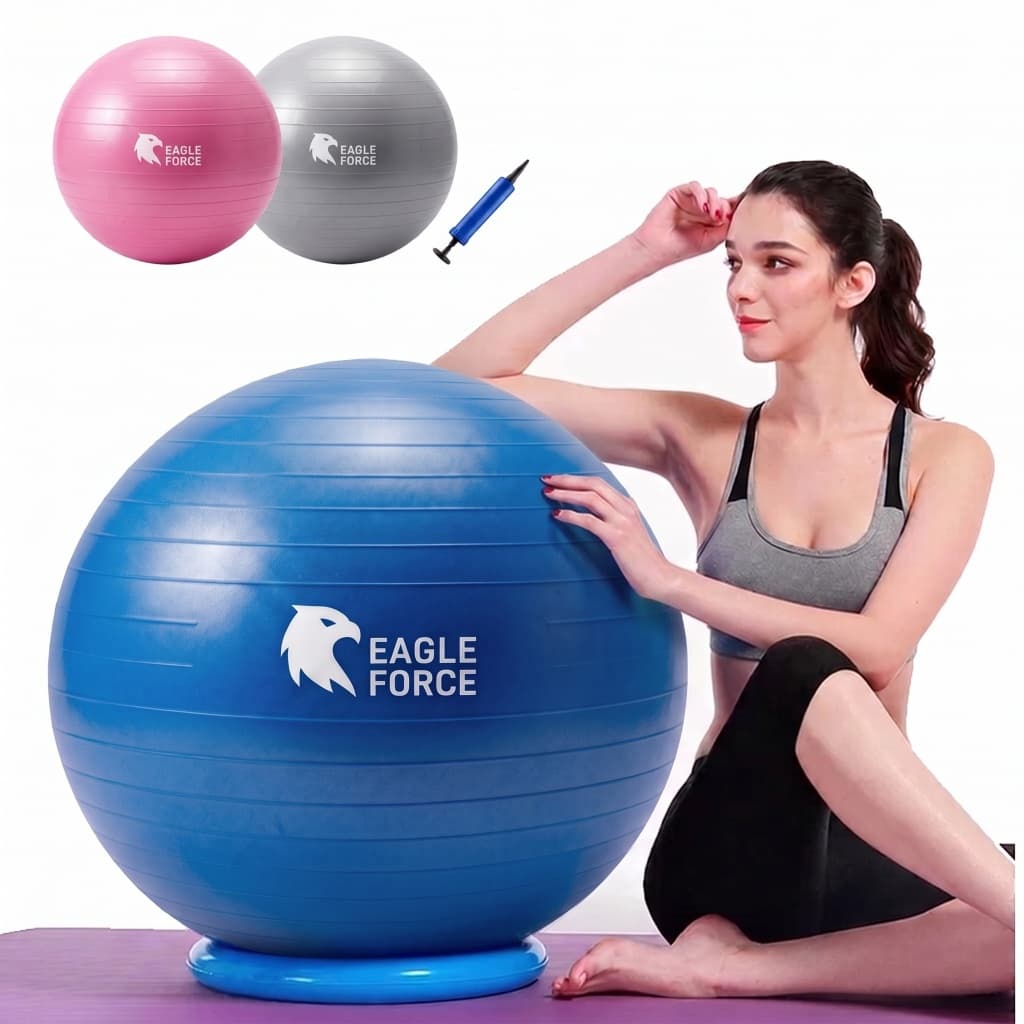 Bola de Pilates 55/65cm grande Fisioterapia Resistência 300kg Antiestoura + Bomba Ar Cor aleatória