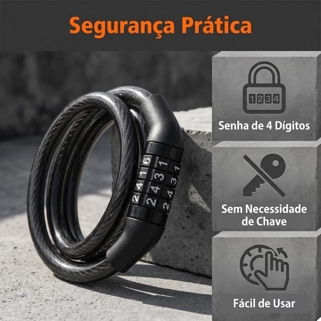 Cadeado Portátil Antirroubo para Bike de Uso Diário