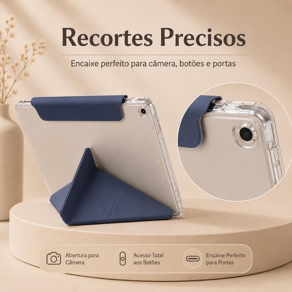 Capa Y dobrar Acrílica com slot para iPad Mini6/7 iPad 7/8/9/Air3 iPad Air4/5/6/11 iPad 10/11 W.BILL