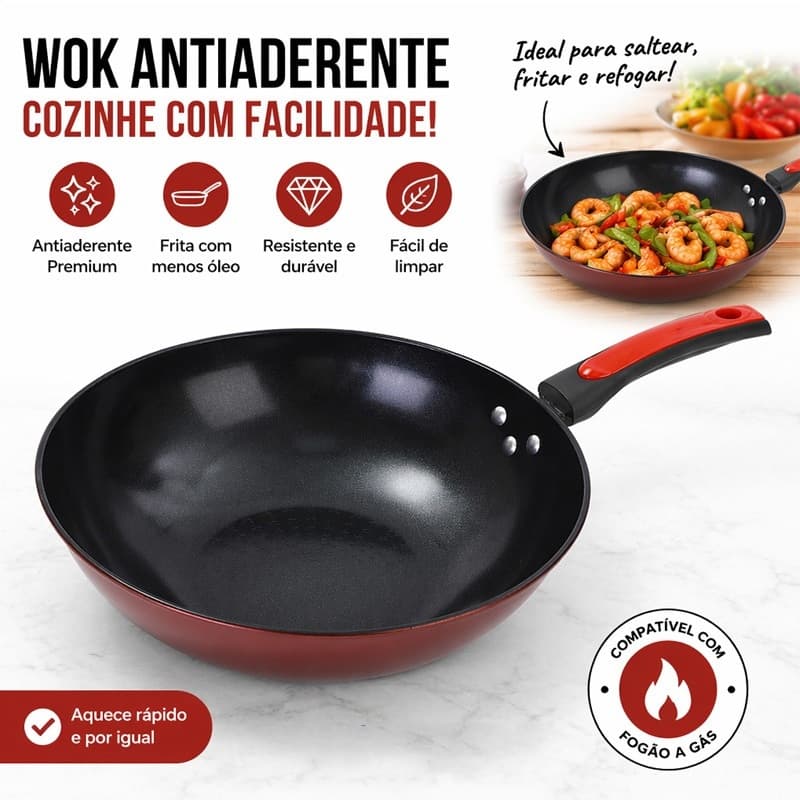 Frigideira antiaderente de 245 mm Adequada para fogões a gás e de indução, uma única frigideira para todas as utilizaç