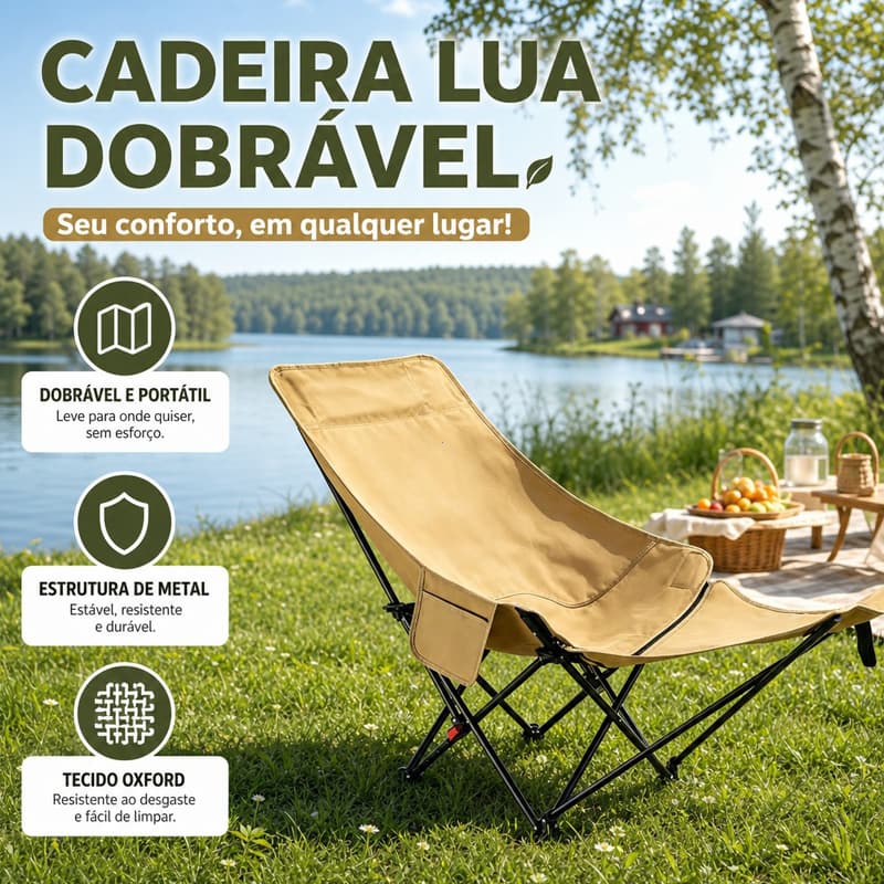 Cadeira Dobrável Grande Portátil 150kg Cadeira camping dobravel pesca 2 em 1 Apoio para pés Camping Praia