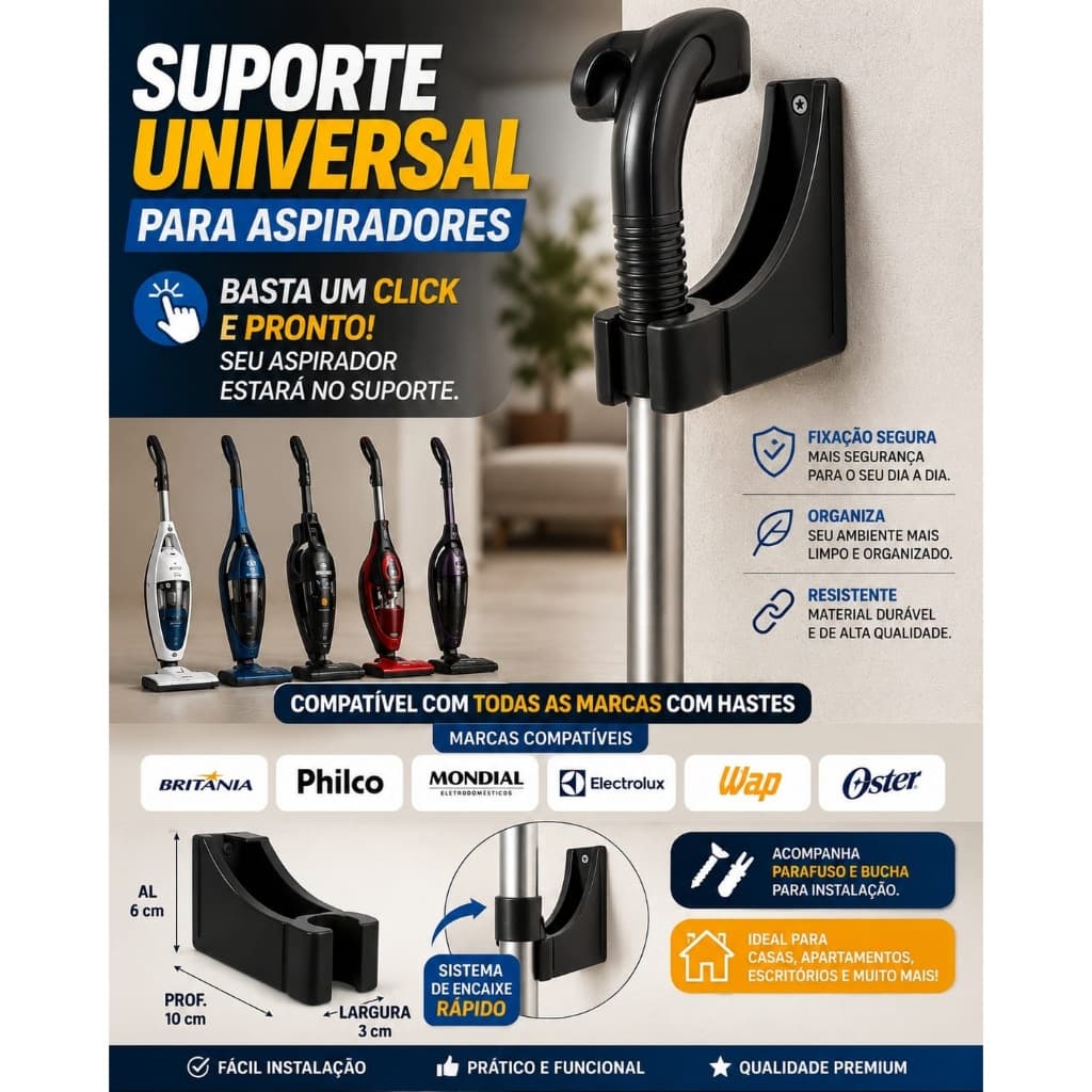 Suporte Organizador Parede Para Aspirador Vertical