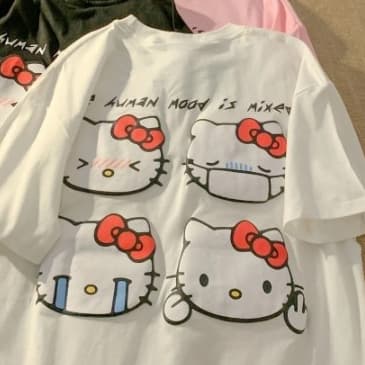 Camiseta Anime Hello Kitty The Human Mood Is Mixed Tumblr Camisa T-Shirt