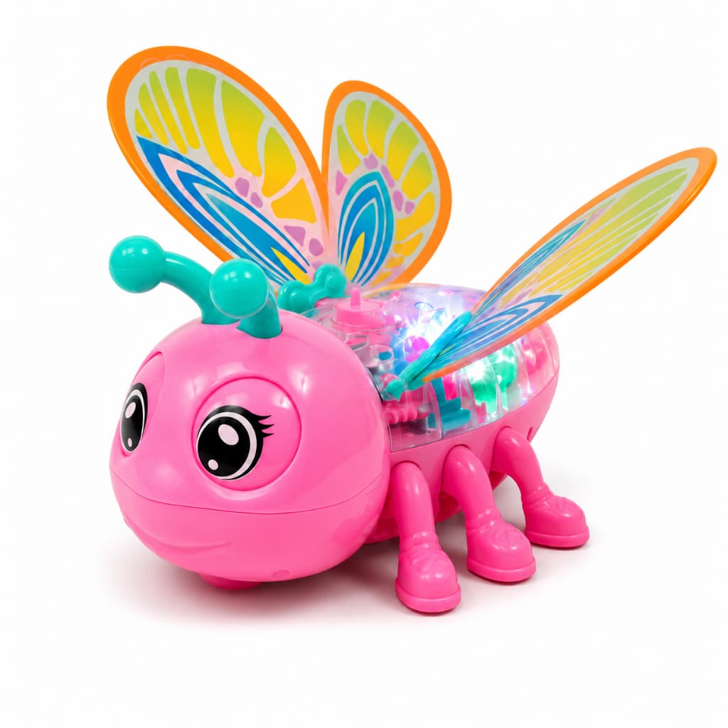 Borboletinha Musical Infantil com Luzes LED e Movimento Bate e Volta Rosa Presente