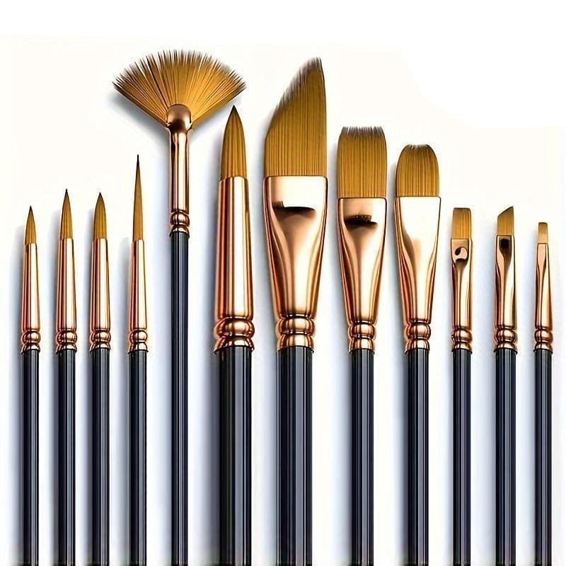 Conjunto de 12 Pincéis para Pintura Artista | Pincéis de Detalhe Duráveis para Óleo e Acrílico