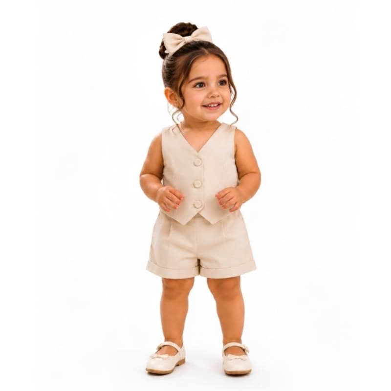 conjunto short e colete 1 ano