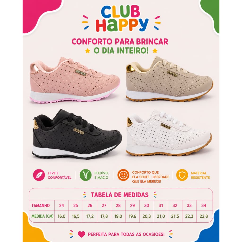 Tenis Infantil Menina Escolar Volta As Aulas Tenis Infantil Feminino Sapato Infantil Club Happy