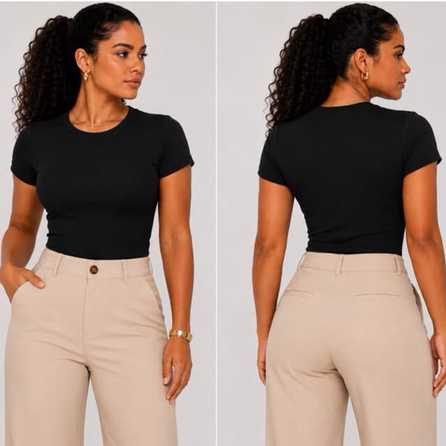 Blusa Feminina Manga Curta Malha Romantic Gola Redonda Básica Justa P ao GG Confortável