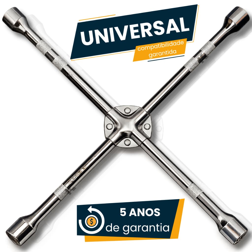Chave De Roda Cruz Aço Profissional 50cm Reforçada 17x19x21x23 Universal Compatível Todos Veículos