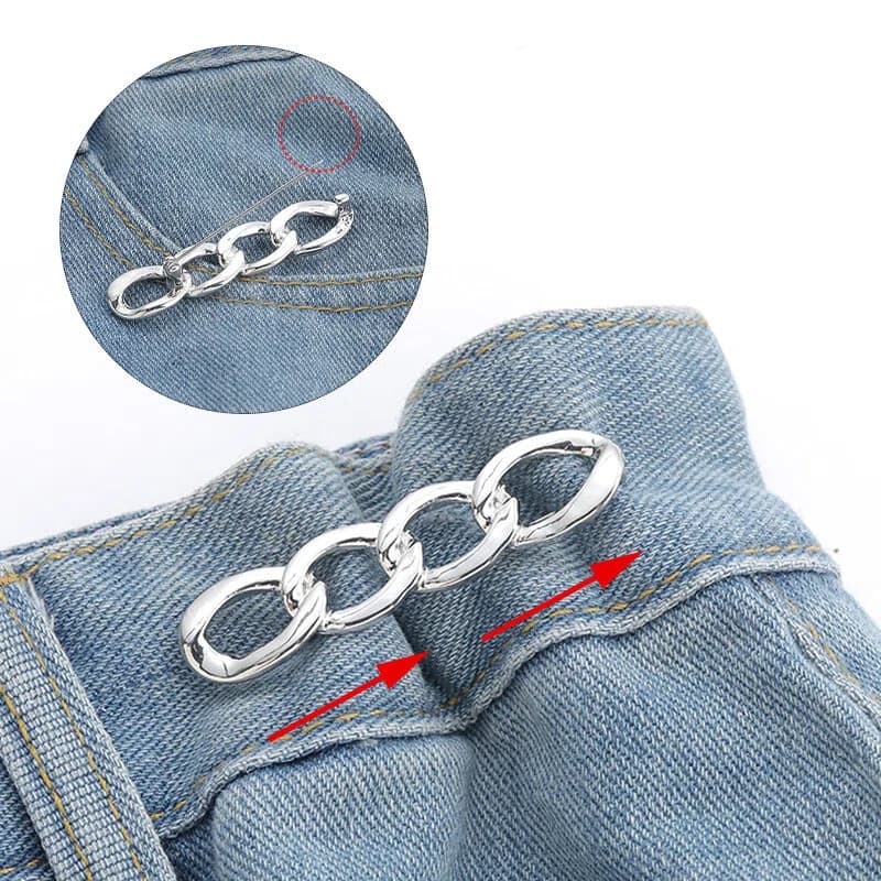 Broche de Cintura Ajustável Sem Costura Corrente Metal Para Calça Jeans e Vestidos