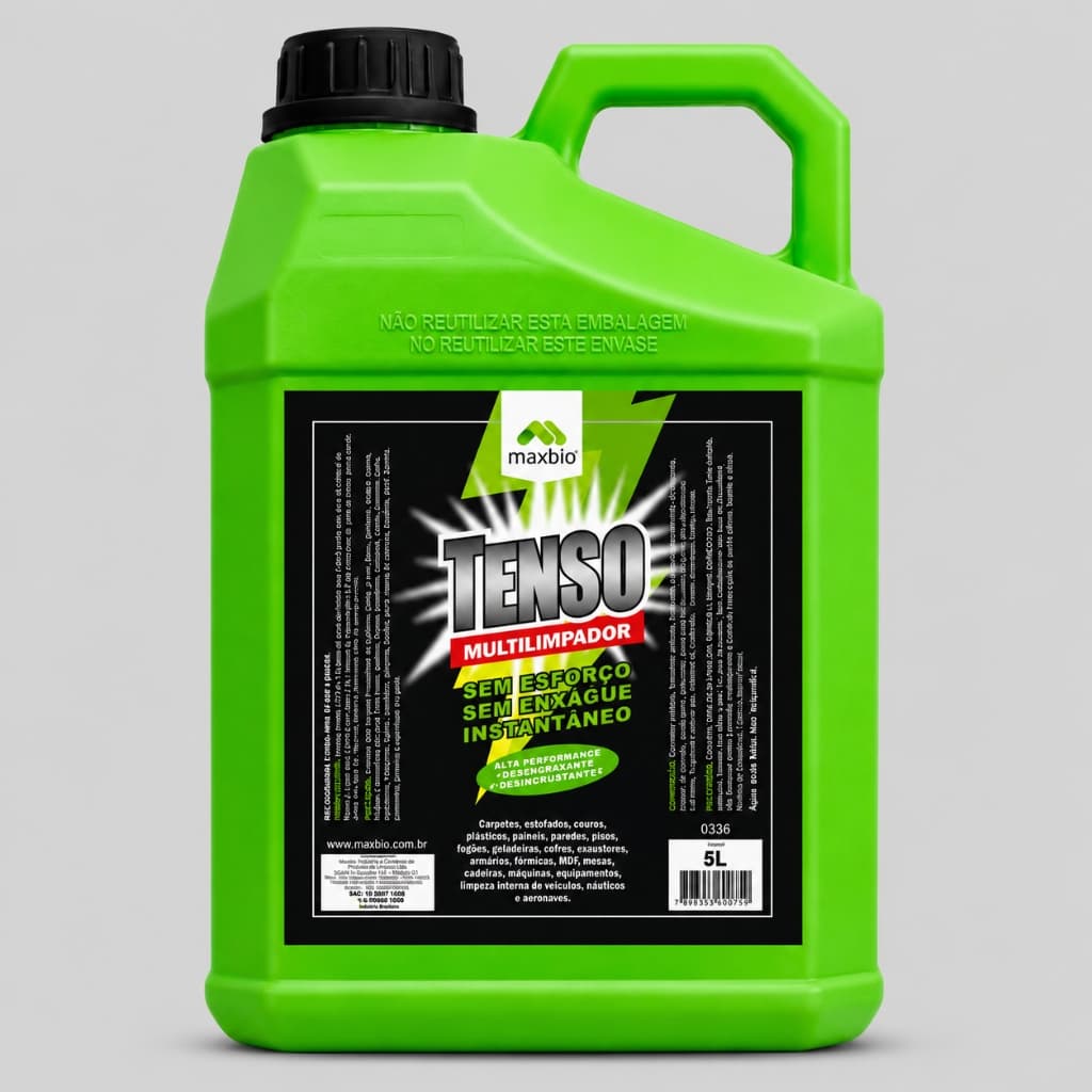 Tenso Maxbio Limpador Geral Estofados Banco Pisos Multiuso Multilimpador Remoção Sujeiras Manutenção Maxbio Original 5L
