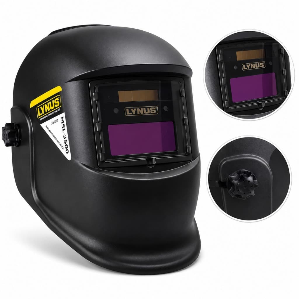 Máscara Solda Automática Lynus Msl3500 Tonalidade 11 Din Bateria Solar Proteção UV IR