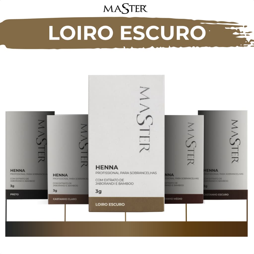 Henna Master Profissional 3g Loiro Escuro para Sobrancelhas com Resultado Natural