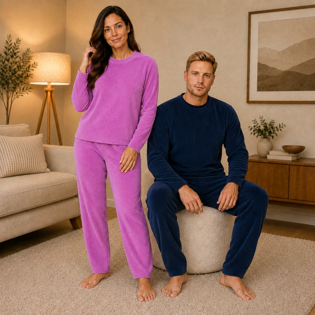 Pijama Flanelado Texturizado Feminino e Masculino Inverno Macio Quentinho Conjunto Longo