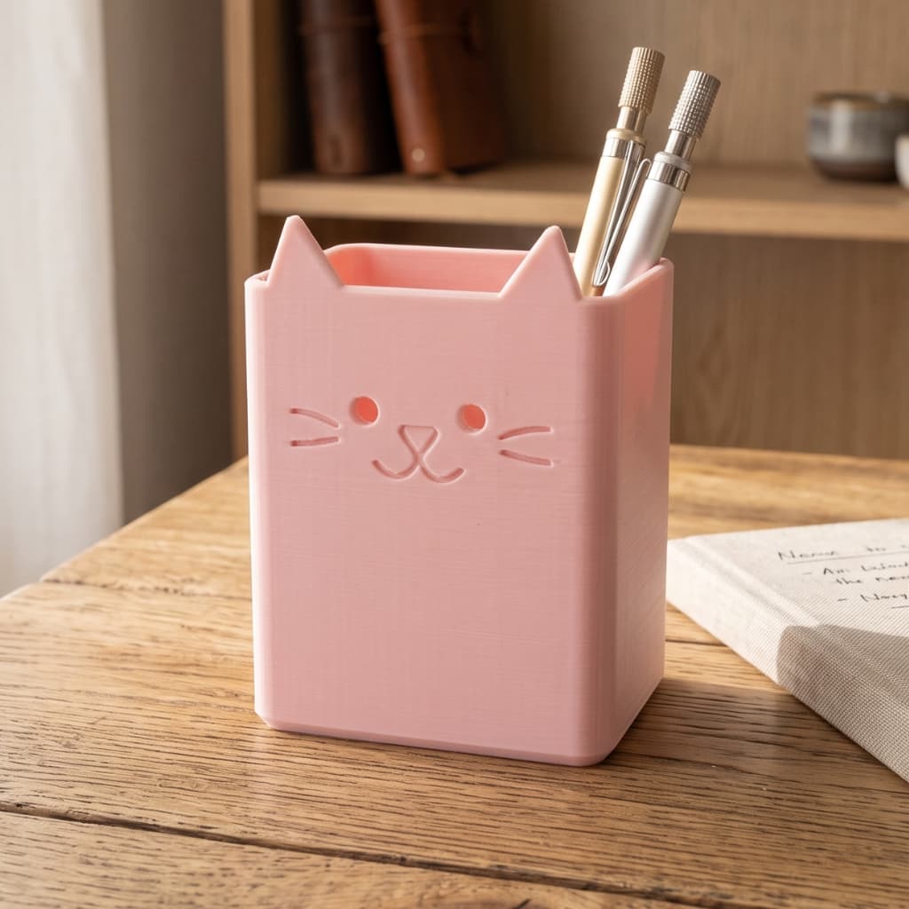 Porta Lápis Organizador de Mesa Gato