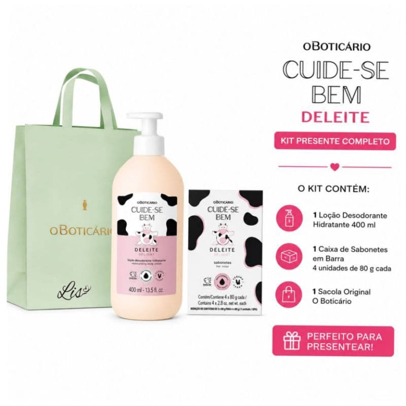 Presente O Boticário Deleite - Creme Hidratante e Sabonete