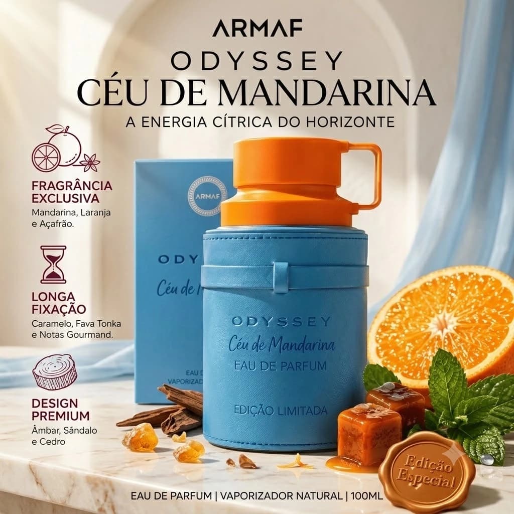 Perfume Árabe Masculino Armaf Odyssey Mandarim Sky 100ml Deo Parfum Alta Fixação Original Lacrado