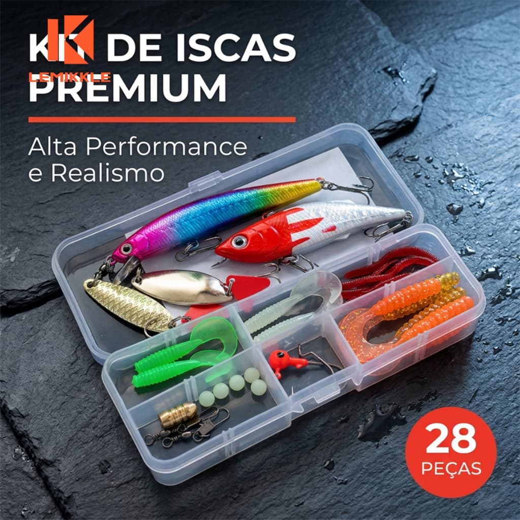 LEMIKKLE - 28 Peças de Isca Artificial para Pesca Esportiva - Ideal para Pescar Pescadores Profissionais