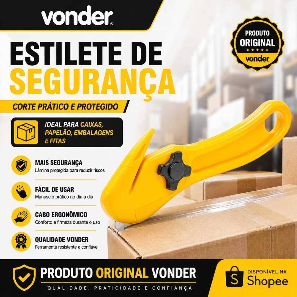 Estilete de Segurança Vonder para Caixas Papelão Embalagens e Fitas