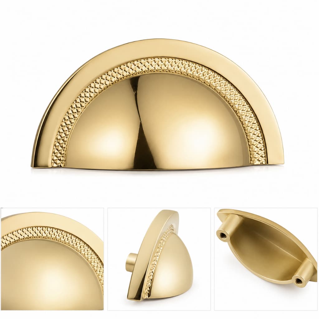 Puxador Shell 64mm Gold Marca Zen Dourado Concha Para Moveis Gavetas Armarios Portas