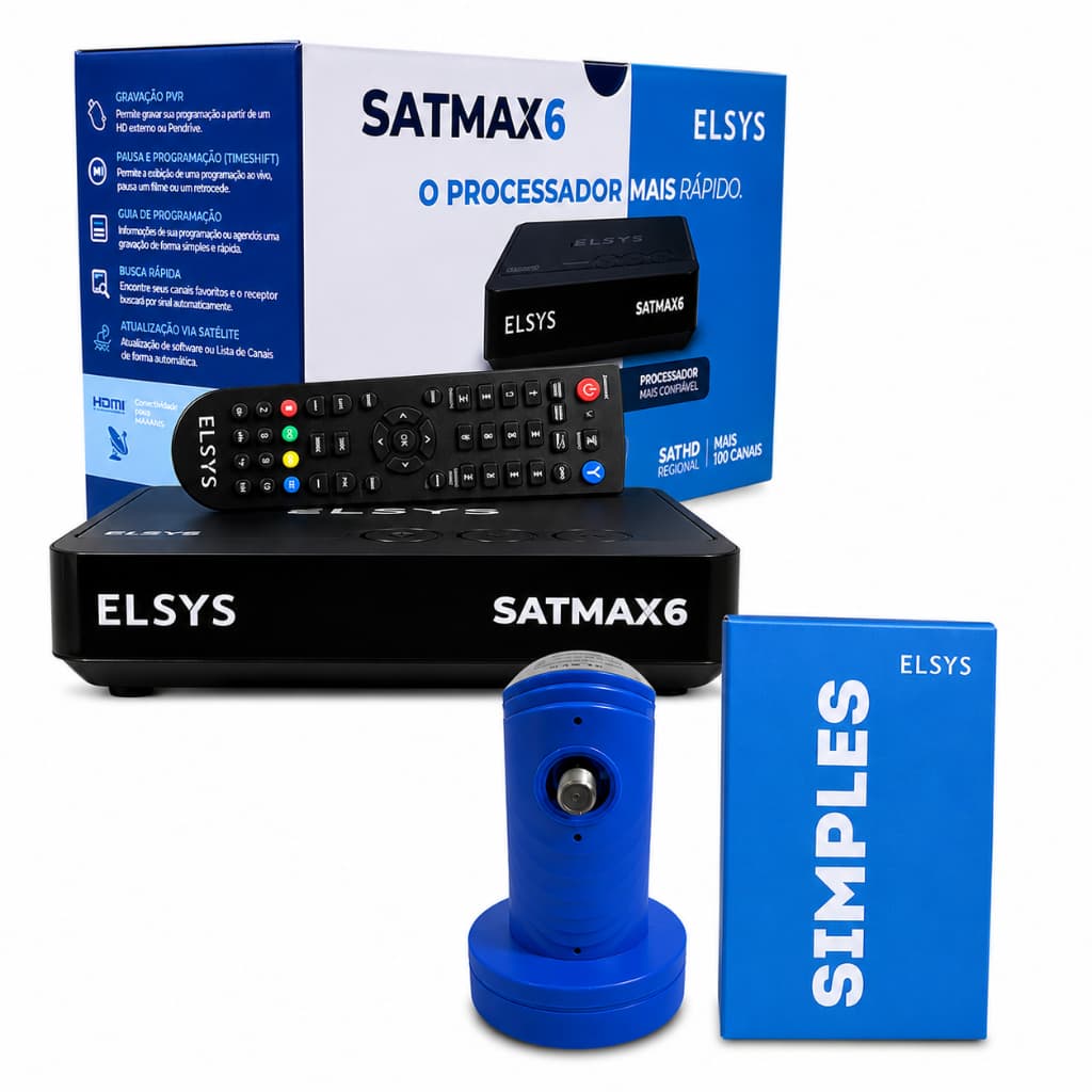 KIT - 1 RECEPTOR ELSYS SATMAX6 ETRS72  + LNBF KU SIMPLES UNIVERSAL  VIVENSIS