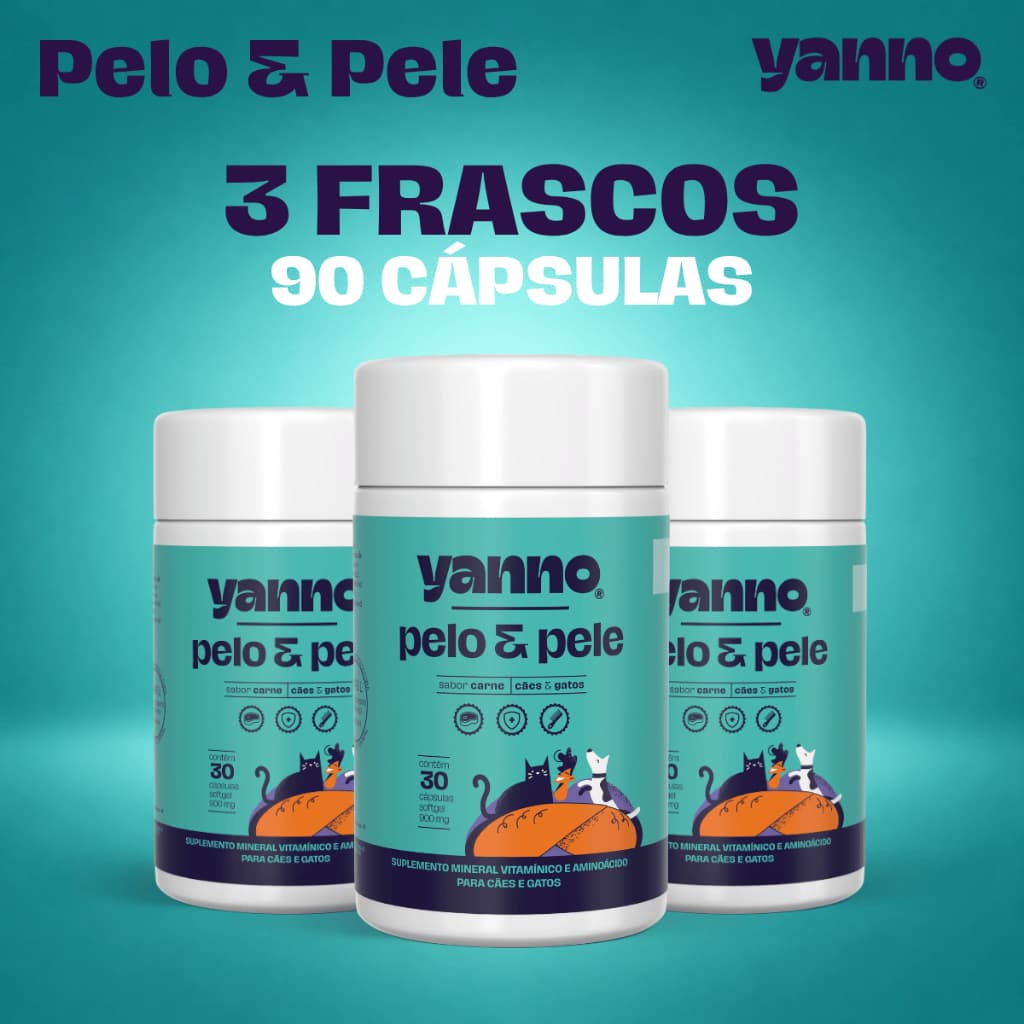 Suplemento Pelo & Pele 90 Cápsulas Derme Cães Gato Pet Reduz Queda Fortalece Colágeno Ômega3 Zinco