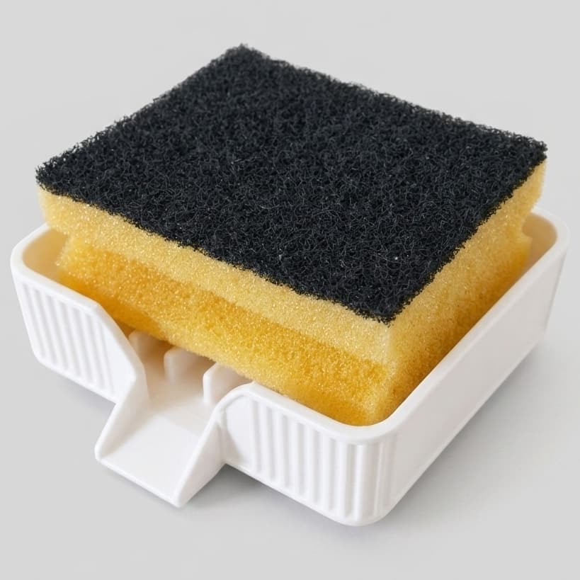 Base de Esponja Com Drenagem para Pia, Branco, Minimalista, Praticidade Cozinha, Organizador