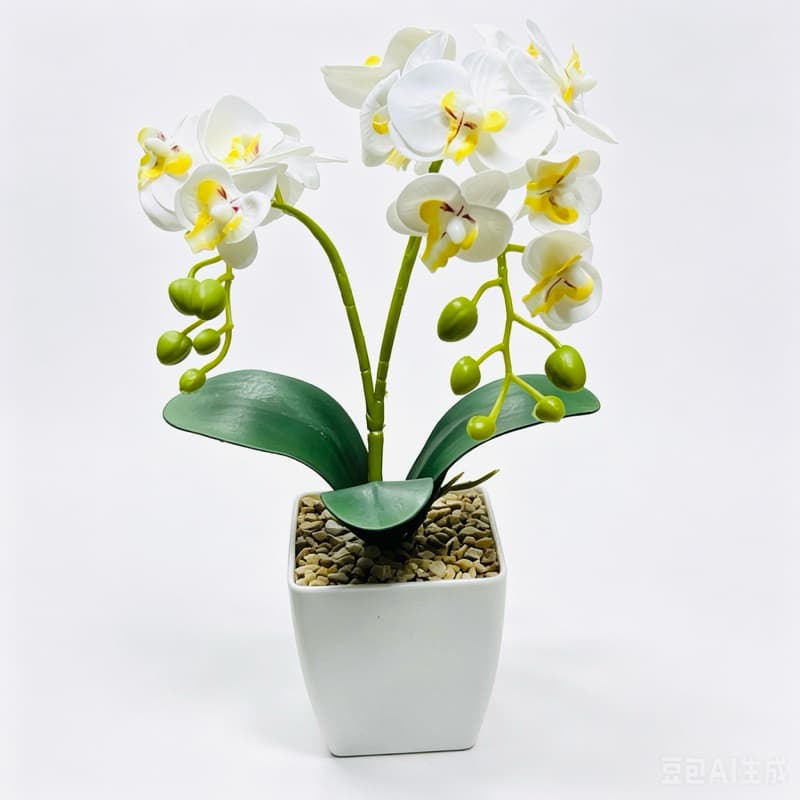 orquídea artificial com vaso plastico 30cm sim manutenção