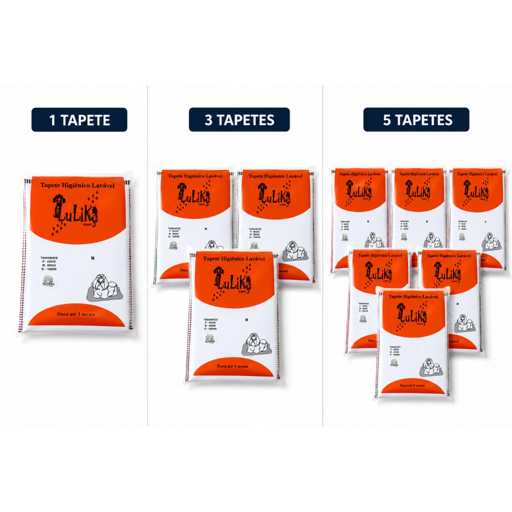 Tapete Pet Higienico Lavavel 80cmX60cm Kits com 5/3/1 unid