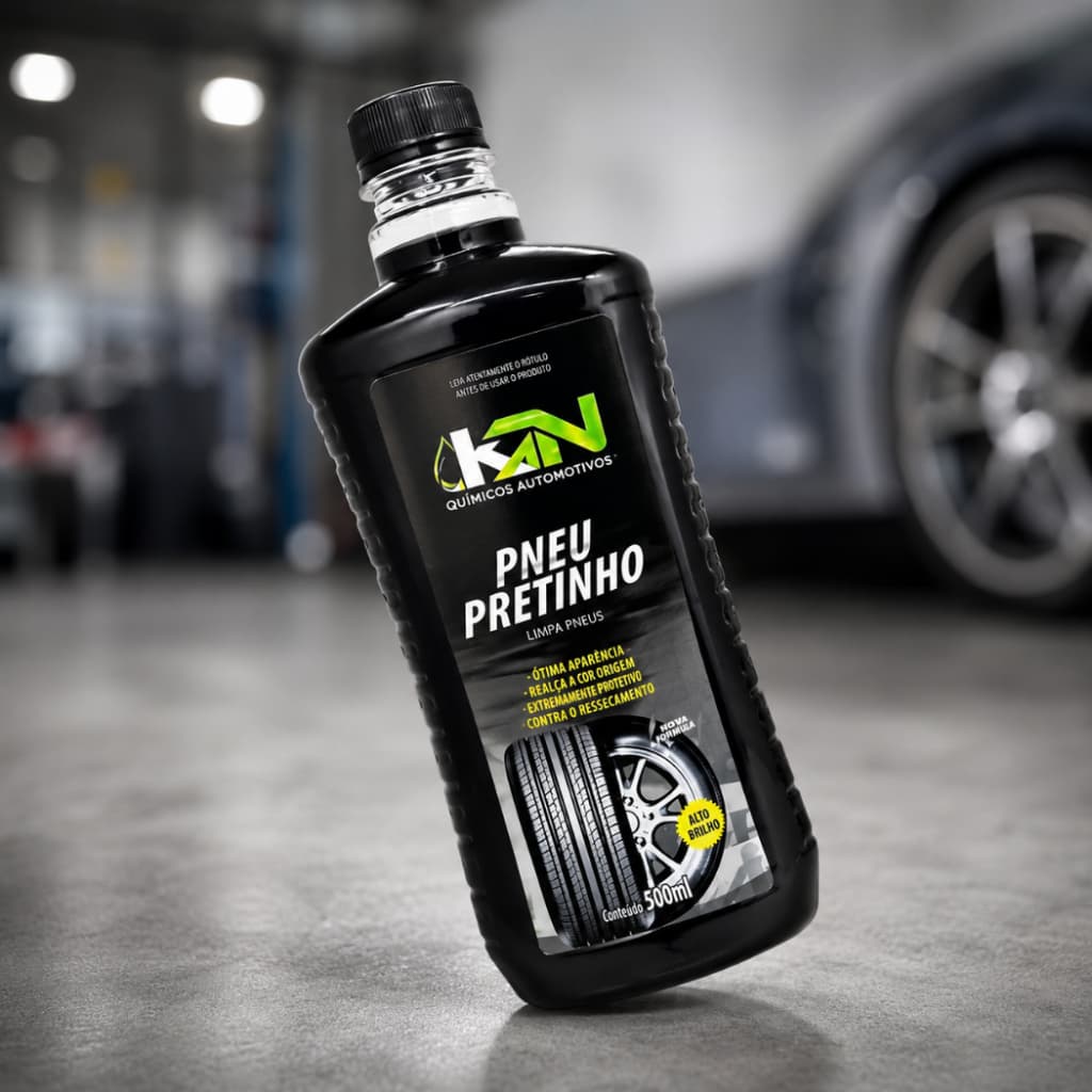 Pneu Pretinho 500ml KN Limpa Pneus Alto Brilho Proteção e Restauração