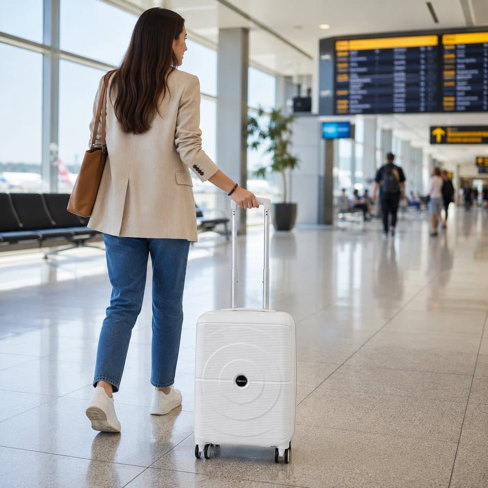 Kit De 2 Malas De Viagem 20'' e 12'' com Roda Giratório Mala de Mão Mala Pequena - Branca