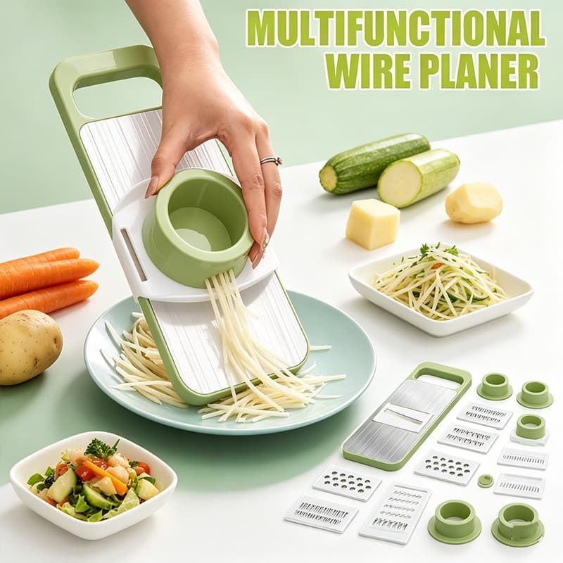 Cortador de Legumes Multifuncional 5 em 1 Inox: Fatiador e Ralador Prático para Saladas e Frutas