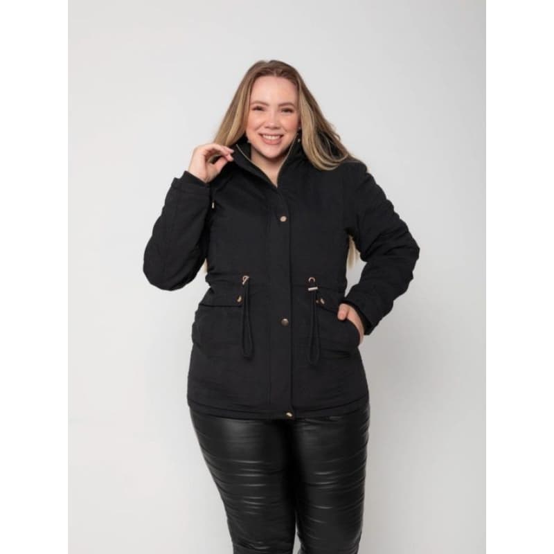 Parka Casaco forrada Pelucia Lãn Batida outono inverno plus size