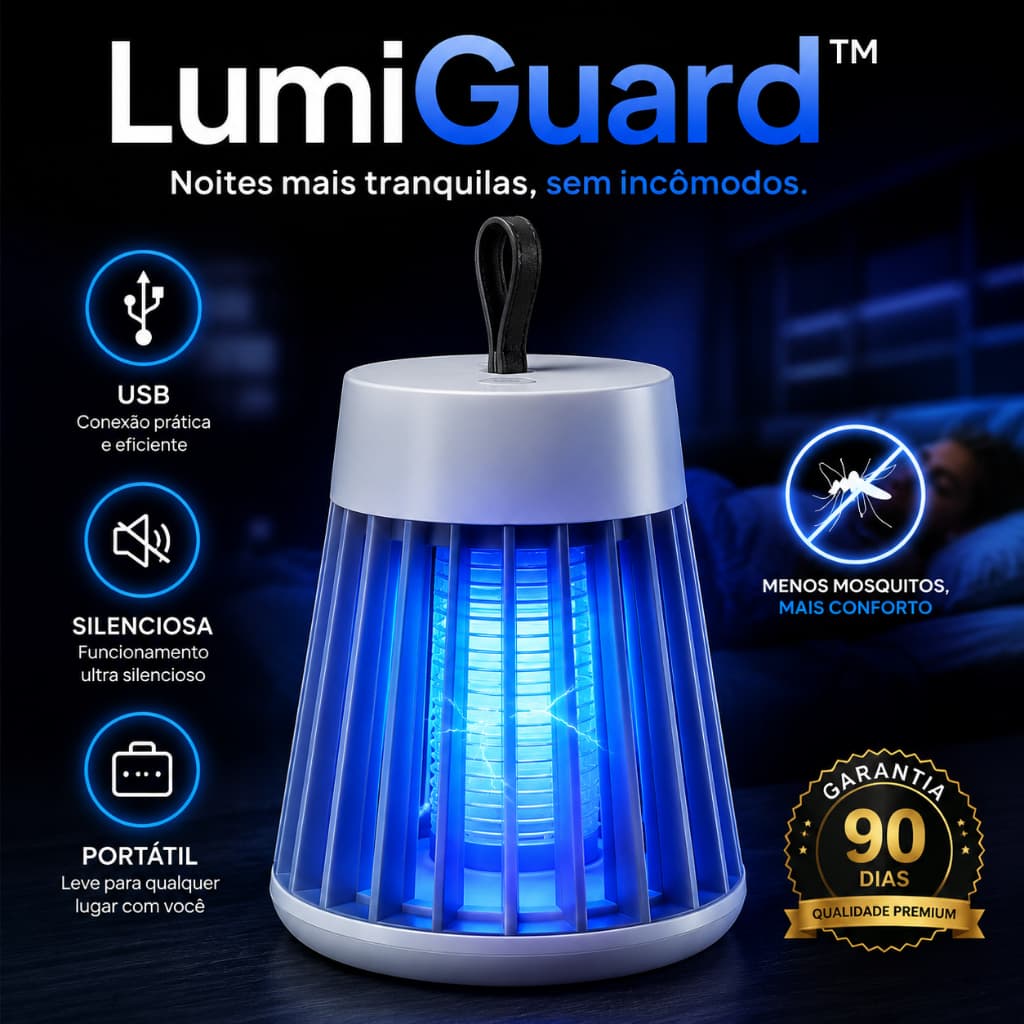 Luminária Mata Mosquito Elétrica USB Portátil Anti Inseto Silenciosa Recarregável