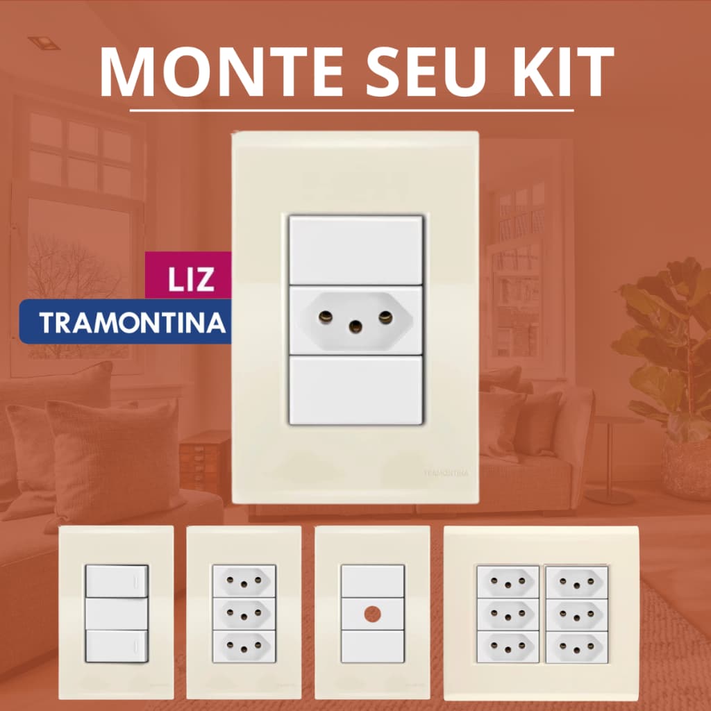 Interruptores Tomada Bege Off-White Amarelo Bebê LIZ Tramontina Conjunto 4x2 4x4