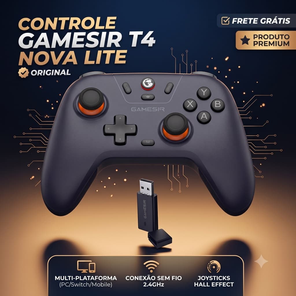 Controle GameSir Nova Lite Wireless Bluetooth Hall Effect Anti-Drift (PC/Switch /Android / iOS)