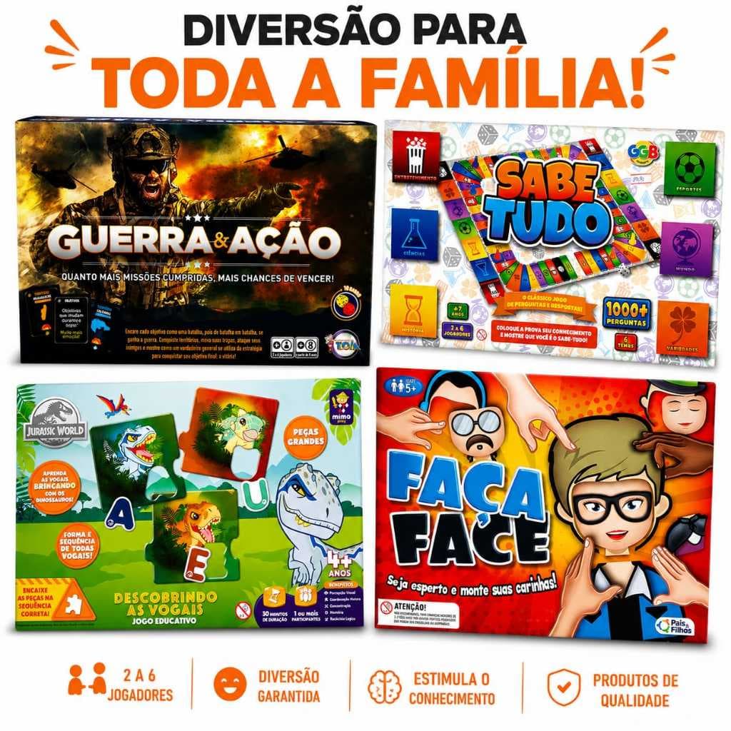 Jogos Guerra & Ação Sabe Tudo 1000+ Perguntas Jurassic World Descobrindo as Vogais Faça Face Monte as Carinhas