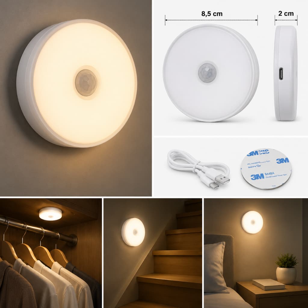 Kit 6 Luminária Noturna LED com Sensor de Movimento Automático