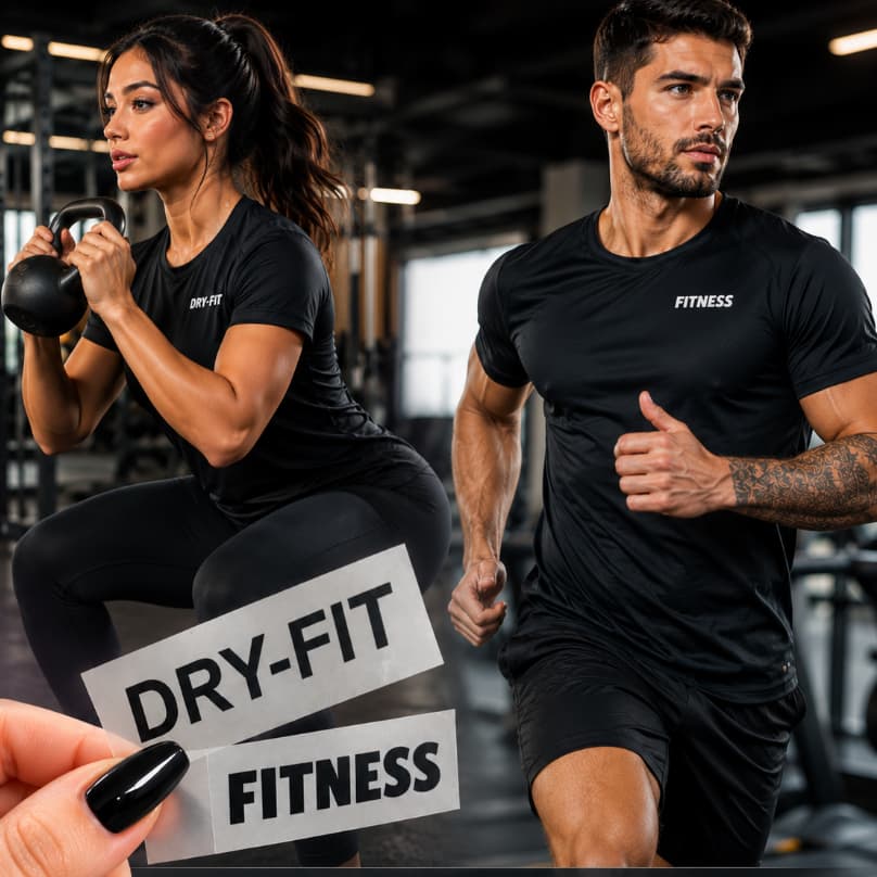 ETIQUETA TERMOCOLANTE FITNESS E DRY-FIT PARA ROUPAS