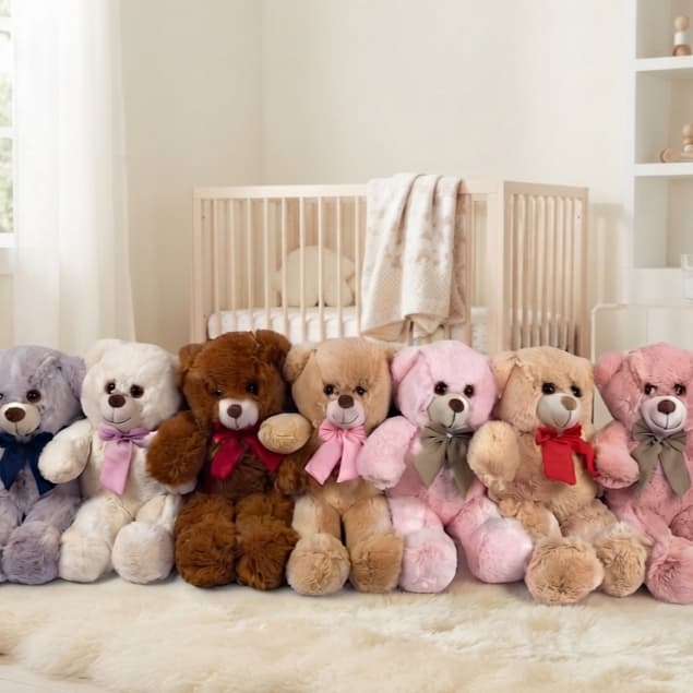 Urso de Pelúcia Teddy Fofinho 50 cm Antialérgico com Laço Várias Cores Presente e Decoração