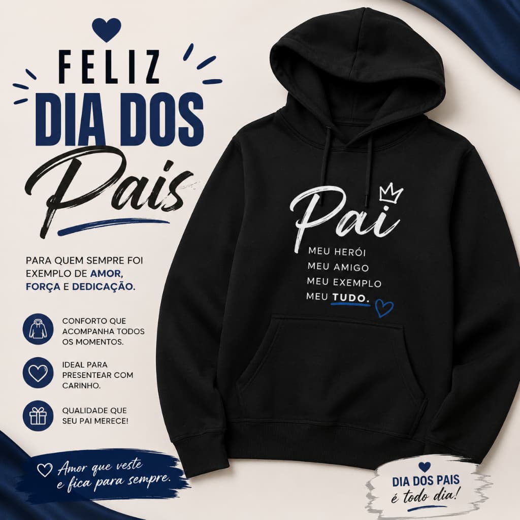 Moletom Canguru Pai Estiloso Casual Unissex Com Bolso E Capuz Blusa De Frio