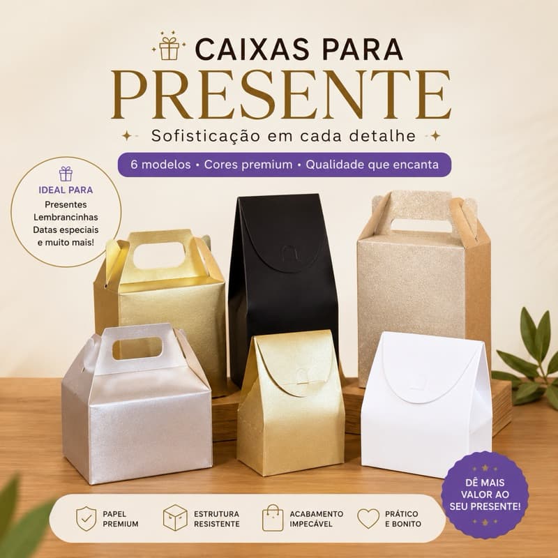 Embalagem Premium: 20 Caixas de Papel para Presentes | Doces e Festas | Escolha o Modelo
