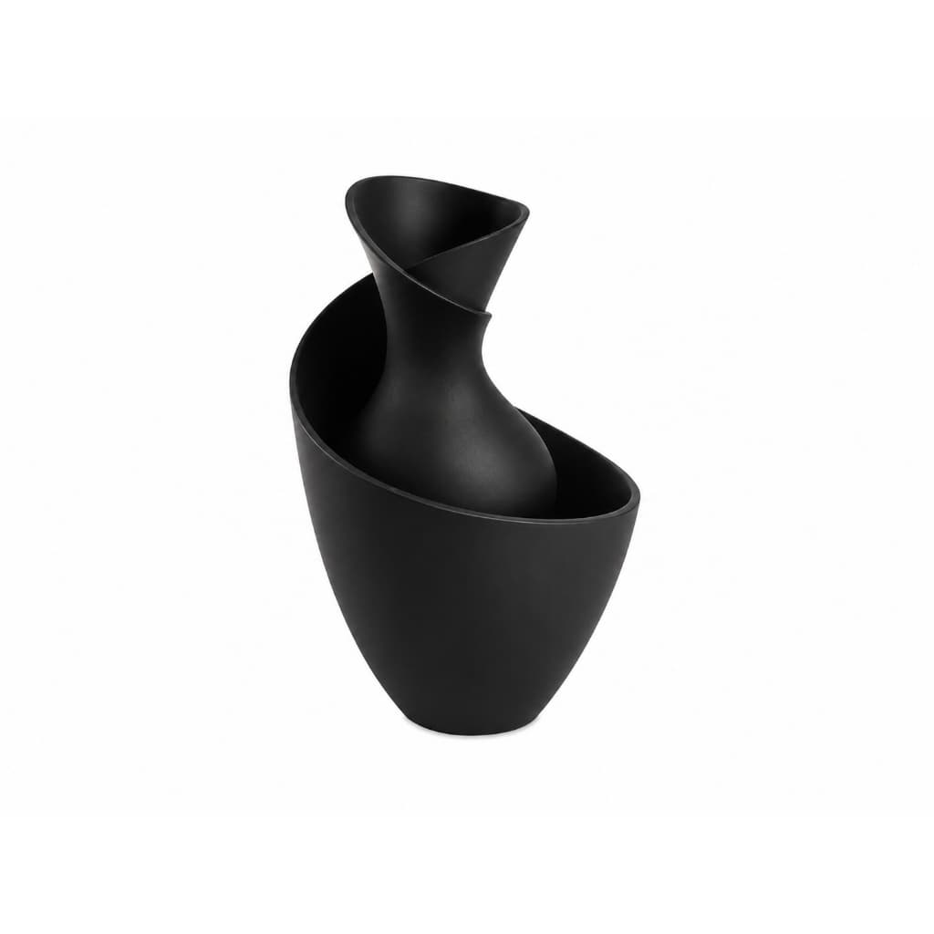 Vaso Decorativo ModernoModelo Espiral Preto Design Escultural para Sala e Escritório